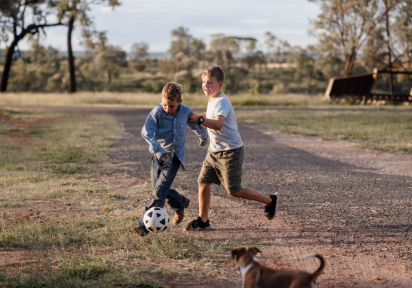 Bush children feeling tired at the end of the school year