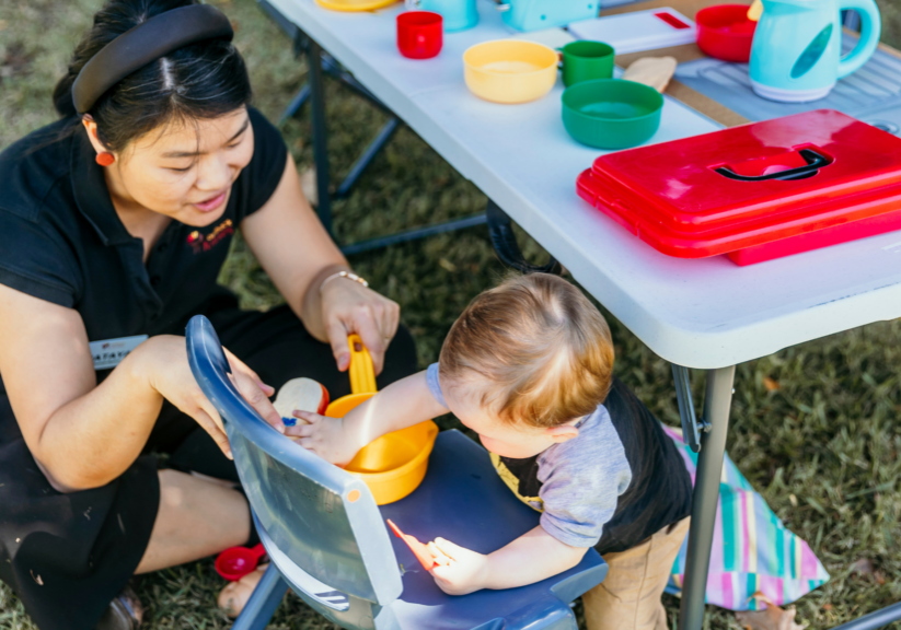 Child participating in occupational therapy activities to develop motor skills, confidence and independence.