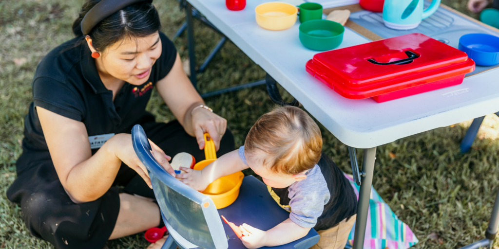 Child participating in occupational therapy activities to develop motor skills, confidence and independence.
