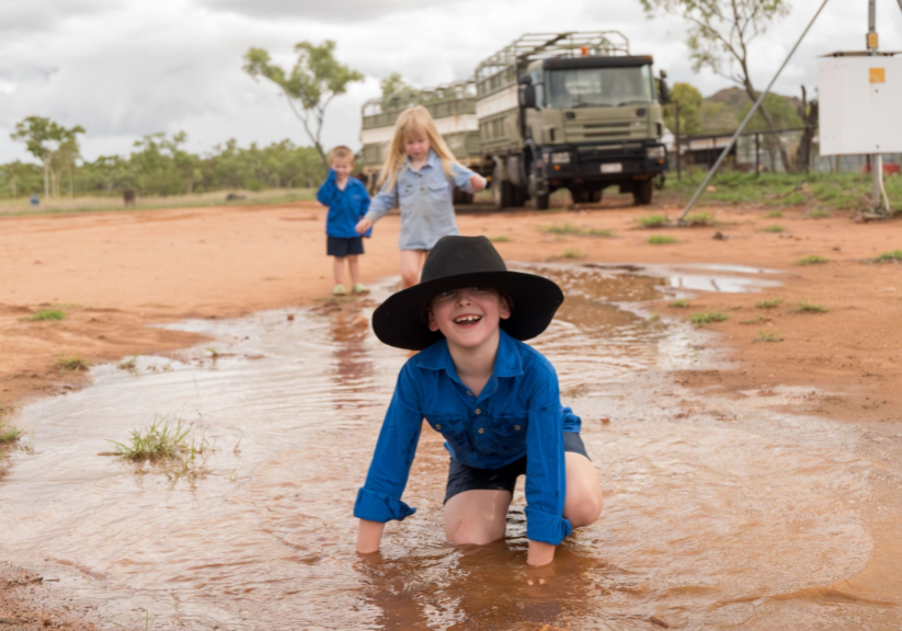 Children in Western Queensland playing having fun during school holidays